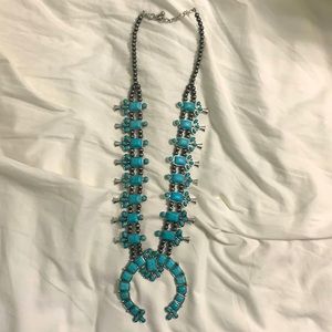 Large turquoise squash blossom necklace